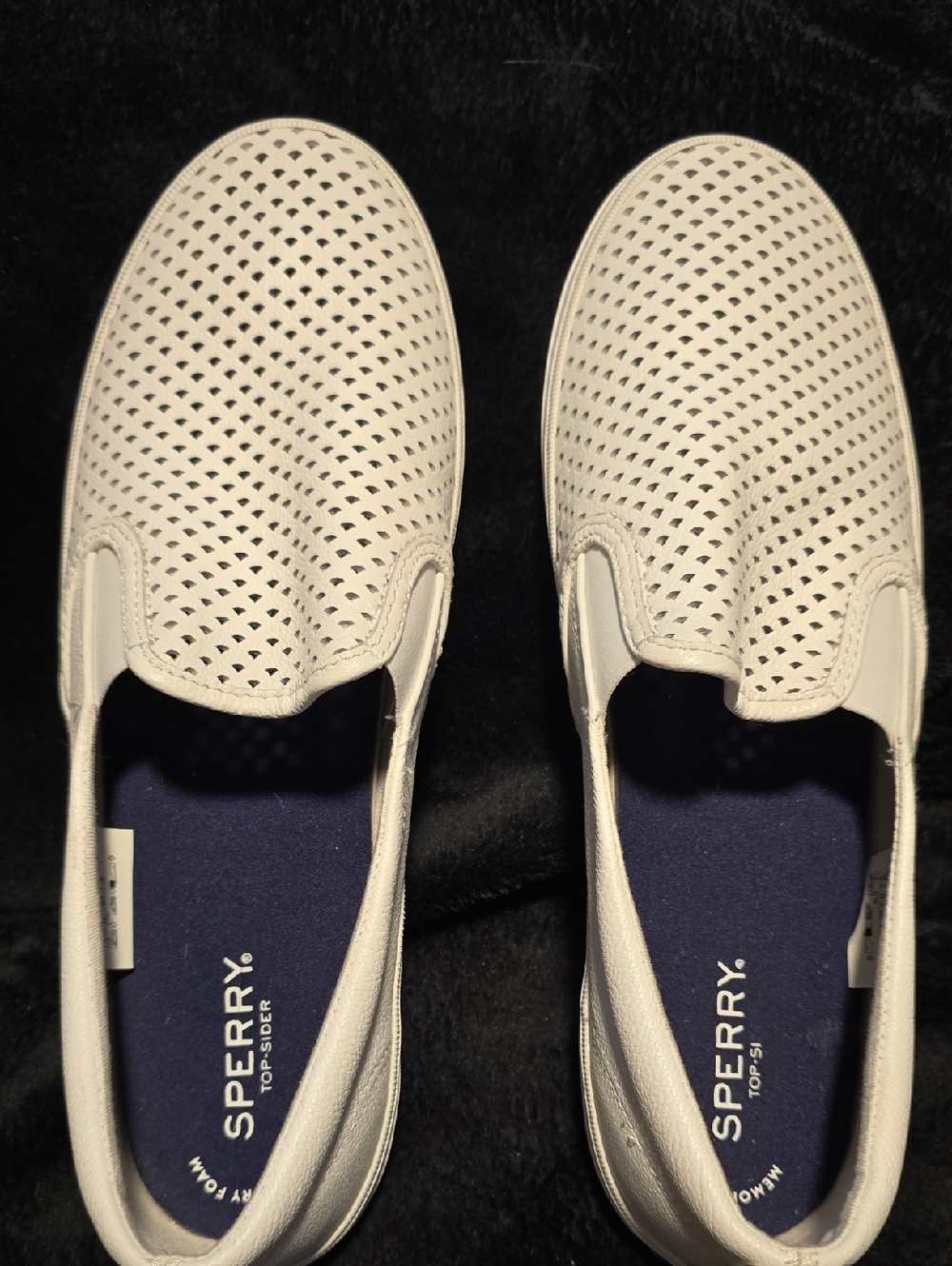 Sperry Women’s White Perforated Slip-On Loafers